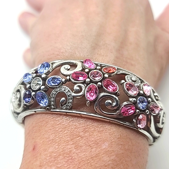 Brighton "GARDEN OF DREAMS" Pink/Purple Swarovski Crystal Floral Hinged Bangle! - Picture 11 of 15